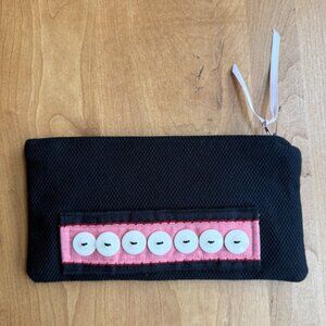 One-of-a-kind Black Hand Clutch with Button Detail